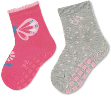Sterntaler ABS sokken dubbelpak vlinder roze Roze/lichtroze