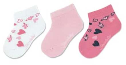 Sterntaler Korte sokken 3-pack hartjes roze Roze/lichtroze - 17/18