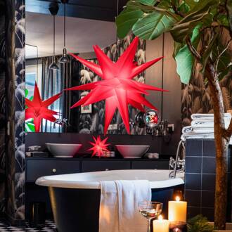 Sterntaler LED-ster, rood, Ø 25 cm, IP44, batterij