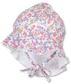 Sterntaler Peaked cap met nekbescherming bloemen ecru Wit - 53 cm