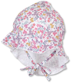 Sterntaler Peaked cap met nekbescherming bloemen ecru Wit