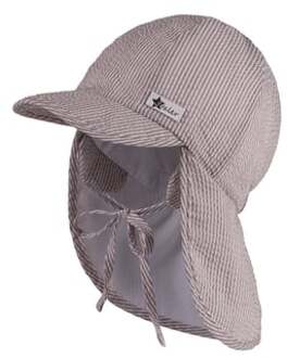 Sterntaler Peaked cap met nekbescherming seersucker lichtbruin - 45 cm