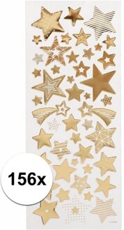 Sterren stickervel met 156 gouden stickers