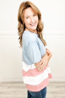 Sterren Strepen Graphic T-shirt - maat S Lichtroze