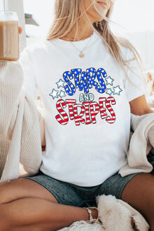 Sterren Strepen Graphic T-shirt - maat XL Wit