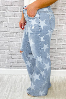 Sterrenprint Flare Jeans Lichtblauw