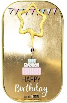 Sterretje met Happy Birthday Gold Wondercake