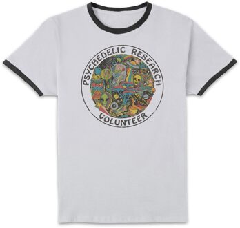 Steven Rhodes Psychedelic Research Volunteer Unisex Ringer T-Shirt - White/Black - L Wit