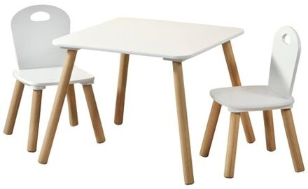 Stevige Kindertafel set met Stoeltjes - 55x55x45 cm Wit