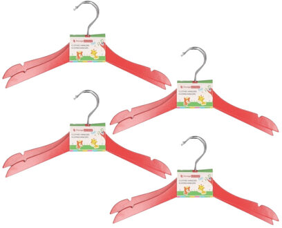 Stevige kledinghangers voor kinderen 16x stuks hout - Klerenhangers rood