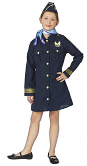 Stewardess carnaval verkleedkleding kostuum voor meisjes - blauw - compleet