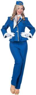 Stewardess kostuum Dames Blauw Premium 4-delig