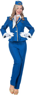 Stewardess kostuum Dames Blauw Premium 4-delig