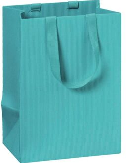 Stewo geschenktasje one colour turquoise, formaat 10 x 8 x 14 cm