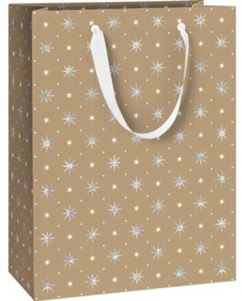 Stewo geschenktasje stars zidonia, formaat 23 x 13 x 30 cm, beige