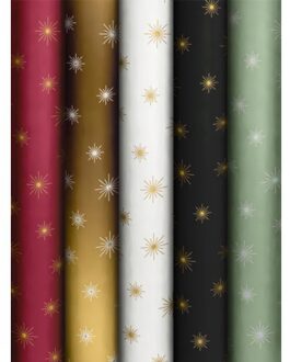 Stewo kerst cadeaupapier luminous stars, formaat 70 x 150 cm assorti