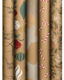 Stewo kerst cadeaupapier natural day, formaat 70 x 200 cm, assorti