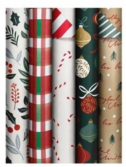Stewo kerst cadeaupapier traditional day, formaat 70 x 200 cm, assorti
