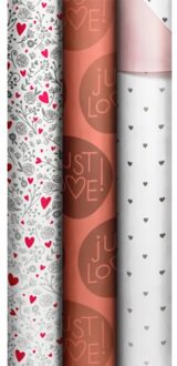 Stewo valentijnsdag cadeaupapier, formaat 70 x 150 cm. - tender feelings assorti
