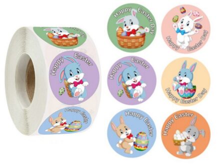 Sticker Dier Sticker Roll Ronde Pasen Sticker Decoratieve Zelfklevende Label