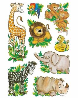 Stickers diverse dierentuin vriendjes 3 vellen - Stickers Multikleur