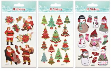 Stickers kerst 3d, assorti