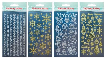 Stickers kerst goud-zilver, assorti