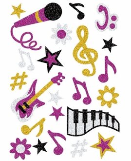 Stickers muziek thema - 4x vel 16 x 9 cm - hobby - stickervel - stickervelletje