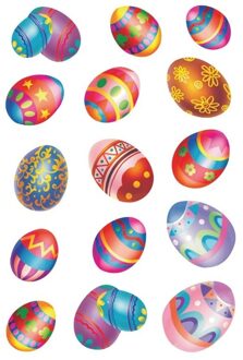 Stickers Paaseieren - met glitters - 1x vel - 30 Paasei stickers - Pasen - stickervel