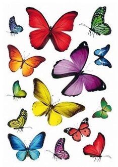 Stickers Vlinder thema - 42x stuks - multi - stickervellen - agenda stickers - hobby/decoratie