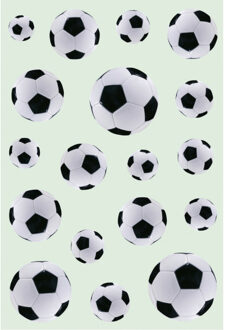 Stickers voetbal thema - 1x vel - 16 x 9 cm - 54 stickers - zwart/wit - stickervel Multi