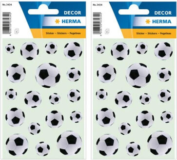 Stickers voetbal thema - 2x vel - 16 x 9 cm - 54 stickers - zwart/wit - stickervel