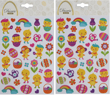 Stickers voorjaar en Pasen - 2x - kuikentjes - 1 vel - 15 x 21 cm