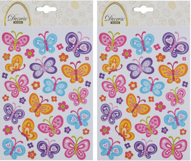 Stickers voorjaar en Pasen - 2x - vlinders - 1 vel - 15 x 21 cm