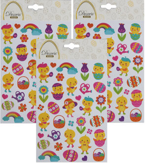 Stickers voorjaar en Pasen - 3x - kuikentjes - 1 vel - 15 x 21 cm