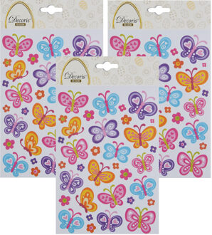 Stickers voorjaar en Pasen - 3x - vlinders - 1 vel - 15 x 21 cm