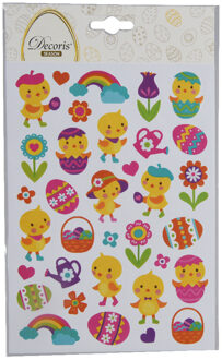 Stickers voorjaar en Pasen - kuikentjes - 1 vel - 15 x 21 cm