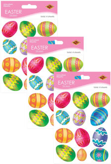 Stickervellen met 144x gekleurde paaseieren stickers