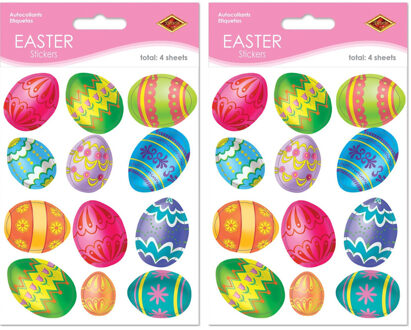 Stickervellen met 96x gekleurde paaseieren stickers