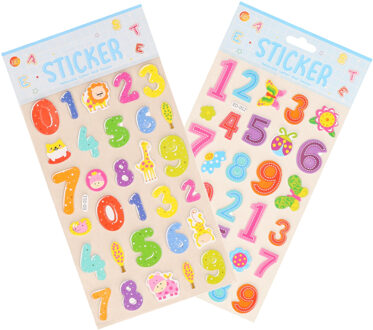 Stickervelletjes - 2x - 25x sticker cijfers 0-9- gekleurd - nummers - Stickers Multikleur