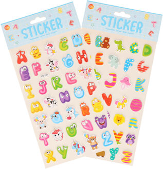 Stickervelletjes - 2x - 34 sticker letters A-Z - gekleurd - alfabet - Stickers Multikleur