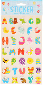 Stickervelletjes - 34x sticker letters A-Z - gekleurd - alfabet