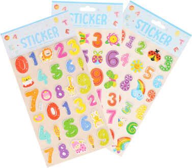 Stickervelletjes - 3x - 25x sticker cijfers 0-9- gekleurd - nummers - Stickers Multikleur