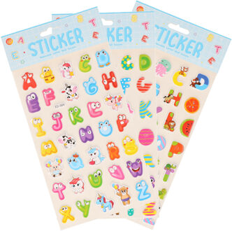 Stickervelletjes - 3x - 34 sticker letters A-Z - gekleurd - alfabet - Stickers Multikleur