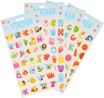 Stickervelletjes - 4x - 34 sticker letters A-Z - gekleurd - alfabet - Stickers Multikleur