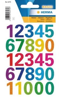 Stickervelletjes met plak cijfers - mix gekleurd - 100x stuks per vel - hoogte cijfers is 2,5 cm