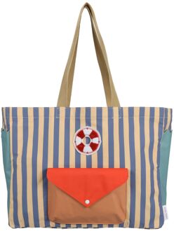 Sticky Lemon Wonders Shopper Stripes blue whale - sandy yellow schooltas kind schoudertas Multicolor - H 37 x B 48 x D 13 cm