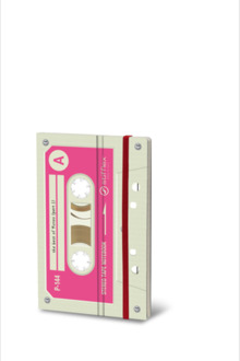 Stifflexible notitieboekje musicassette, 9 x 14 cm, beige tape