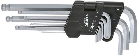 Stiftsleutelset, lang met kogelkop 10-dlg.