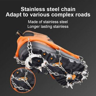 Stijgijzers Antislip Schoenveter Tractie Snowboots Schoenen Antislip 19 Roestvrij Stalen Nagels oranje L